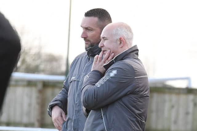 Assistant Nick Chapman, right, with manager Nathan Collins.