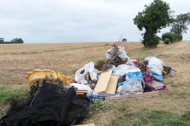 One of several fly-tips left in fields around the North Kesteven area.