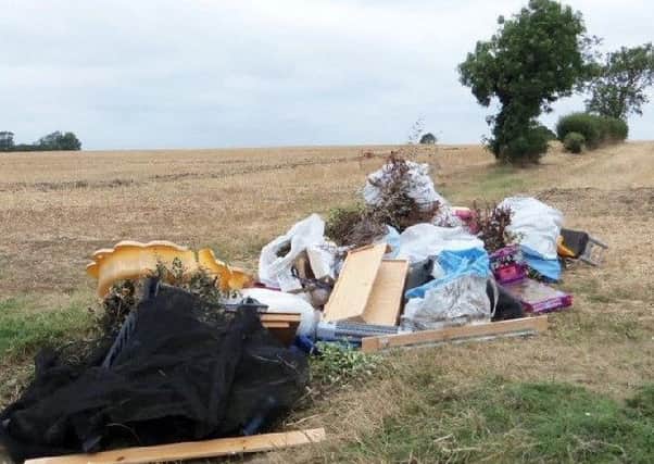 One of several fly-tips left in fields around the North Kesteven area.