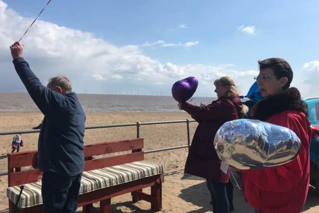 Family and friends of Dolly Williams gathered on the promenade in Ingoldmells by the Beach Ability storage unit for the dedication of a bench in her memory.