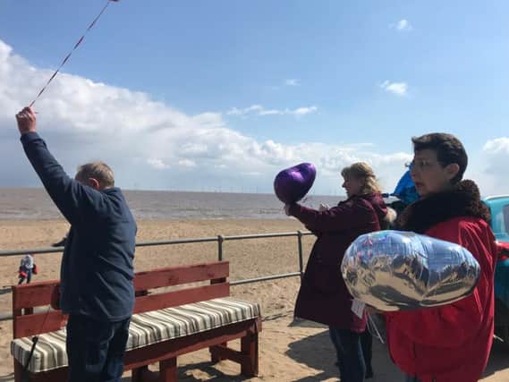 Family and friends of Dolly Williams gathered on the promenade in Ingoldmells by the Beach Ability storage unit for the dedication of a bench in her memory.