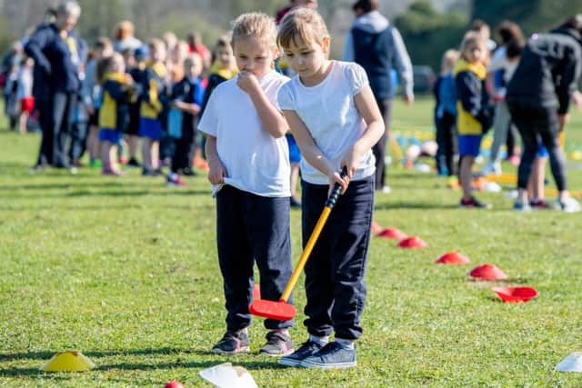 Pupils learned the rudiments of golf with some fun games and challenges EMN-190415-125349002