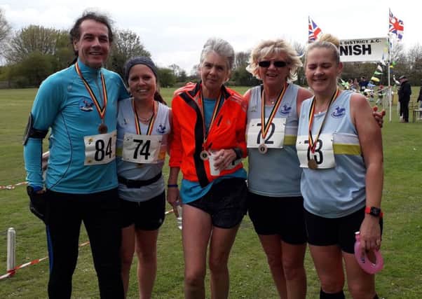 The Mablethorpe RC contingent at the Friskney Half-Marathon, from left, Roger, Zoe, Viv, Debbie, and Andrea EMN-190416-094436002