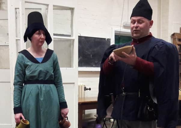 Re-enactors Craig and Michelle Wrenn, who are part of the Lincoln Castle Garrison, spoke to North kelsey WI abut all things medieval EMN-190422-164212001