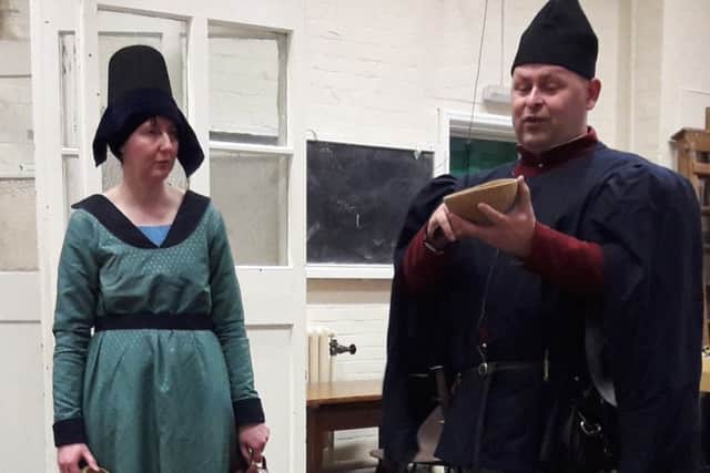 Re-enactors Craig and Michelle Wrenn, who are part of the Lincoln Castle Garrison, spoke to North kelsey WI abut all things medieval EMN-190422-164212001