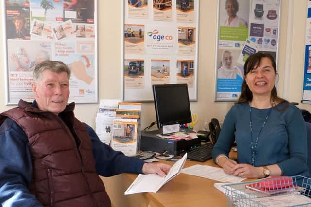 James Scott, 79, is helped to review his Blue Badge by Information and Advice Service Manager Sue White. EMN-190419-075021001