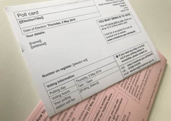 Local election cards are white, the European Parliamentary election cards are pink. EMN-190419-102159001