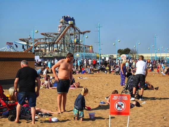 The busy Bank Holiday in Skegness ended with a drama after  ordnance bomb  was found on the beach. Photo: Julie Sadler Photography