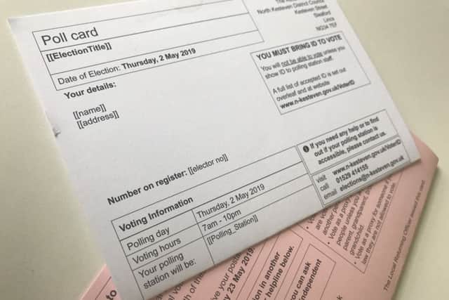 Local election cards are white, the European Parliamentary election cards are pink. EMN-190419-102159001