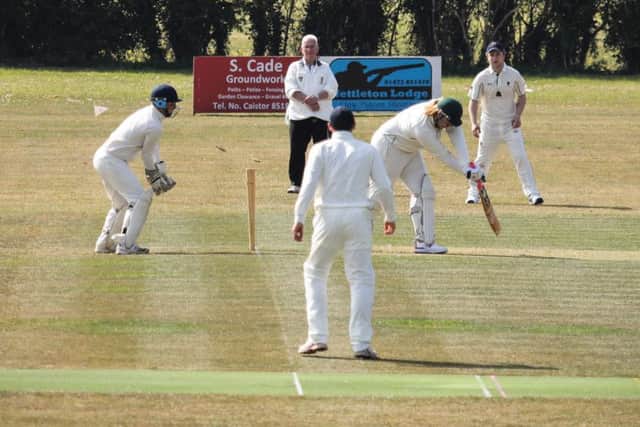 Paul Jackson clean bowls Caleb Pipes-Goulsbra for his hat-trick. Picture: Ian Johnson EMN-190423-100911002