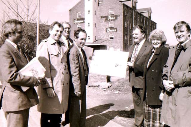 North Kesteven District Councillors and officers on an inspection of the Sharpes warehouses on Station Road in Sleaford during their walkabout of potential sites for regneration funding. EMN-190428-160712001