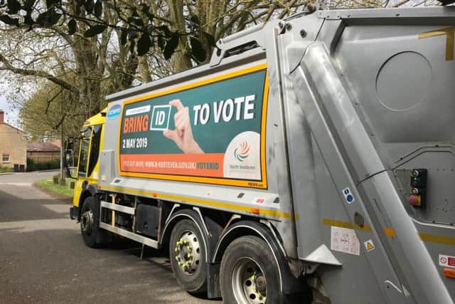 Voter ID reminders have been plaster across waste collection trucks as they travel around North Kesteven.