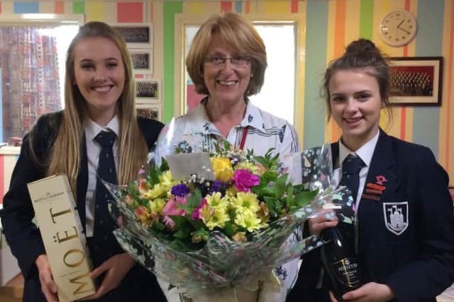 Mrs Bourn is pictured with Joanna Ward, left, and Chloe Donohue. EMN-190430-092203001
