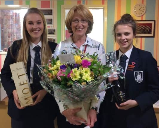 Mrs Bourn is pictured with Joanna Ward, left, and Chloe Donohue. EMN-190430-092203001
