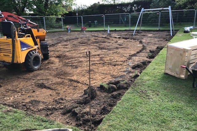 Work in progress on the new play park for children at Heckington Playing Field. EMN-190105-092439001