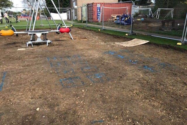 Work in progress on the new play park for children at Heckington Playing Field. EMN-190105-092500001
