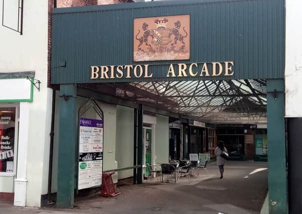 Bristol Arcade, which bears the coat of arms of the Marquis of Bristol. EMN-190705-122745001