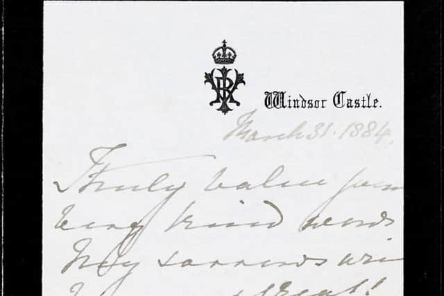 Part of a personal letter from a grieving Queen Victoria to poet Alfred Lord Tennyson.