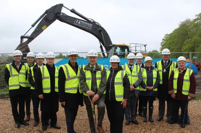 Officially breaking ground at the Gansborough Road leisure centre site EMN-191005-062837001