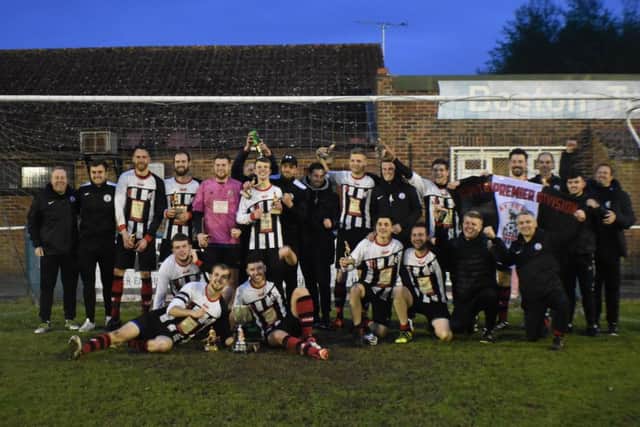 Spilsby Town celebrate. Photo: Darren Trapps.