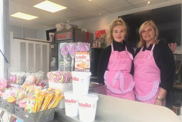 Lili Biddall (left) of Lili's Ices, gets a little help from her mum, Maria.