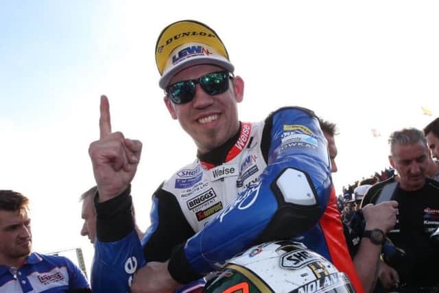 Number one! Peter Hickman celebrates.