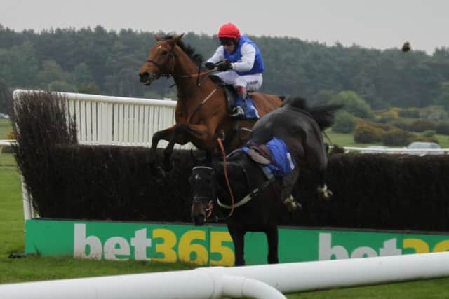 Champion jockey Richard Johnson is watchful of a loose horse as he guides Whatmore to victory in the first half aof a double EMN-190520-164259002