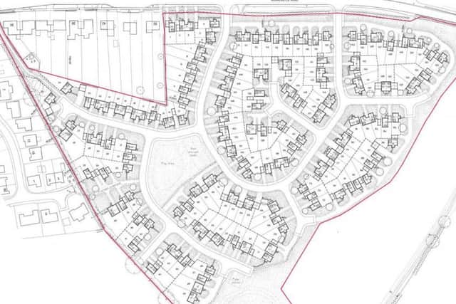 The proposed layout for the 158 home development.