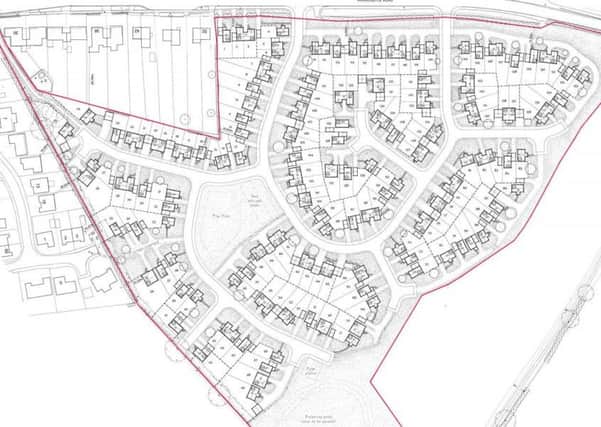 The proposed layout for the 158 home development.