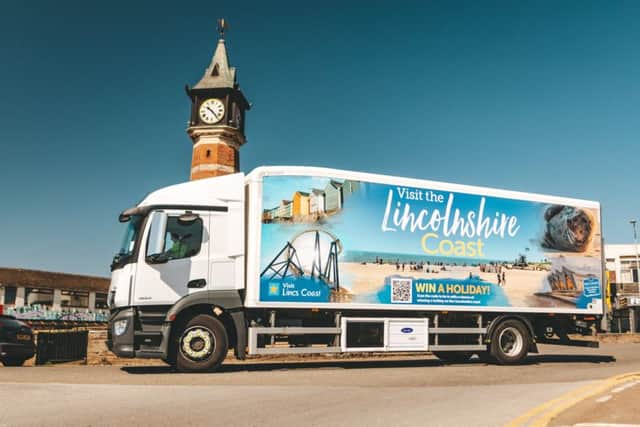 The lorry campaign artwork from Visit Lincs Coast (Lincolnshire Coastal BID) is helping to encourage visitors to the coast.