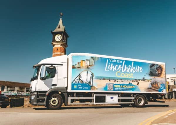 The lorry campaign artwork from Visit Lincs Coast (Lincolnshire Coastal BID) is helping to encourage visitors to the coast.