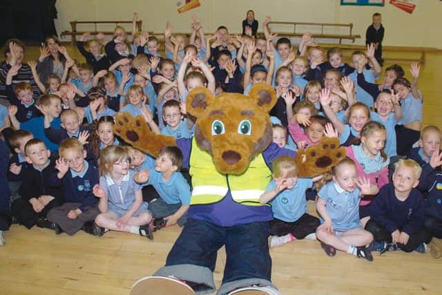 Wilbur the Road Safety Bear at St Nicholas CofE Primary School 10 years ago.