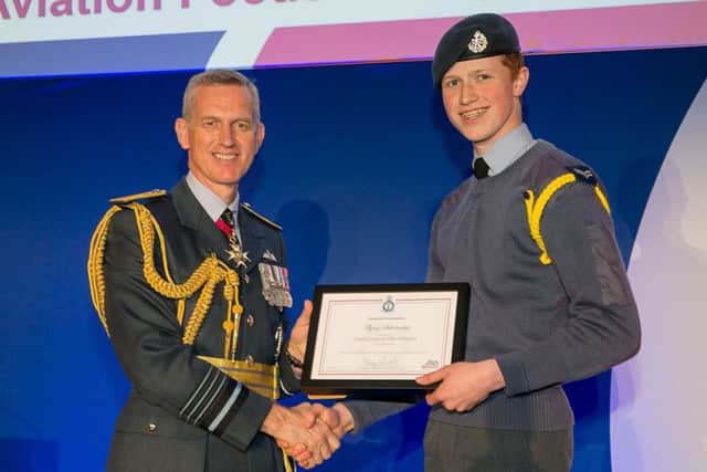 Cadet Corporal Alfie Williams received his Flying Scholarship from Air Chief Marshal Sir Stephen Hillier at the RAF Associations Annual Conference.