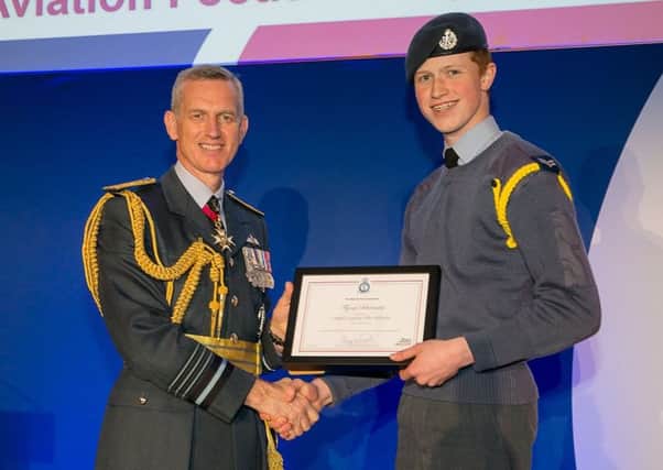Cadet Corporal Alfie Williams received his Flying Scholarship from Air Chief Marshal Sir Stephen Hillier at the RAF Associations Annual Conference.