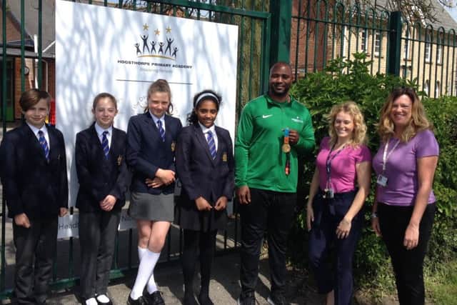 Mark Lewis-Francis visited Hogsthorpe Primary School.