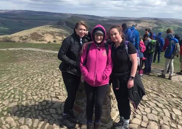 Some of the NHS staff team pictured on their first hill walk up Mam Tor.