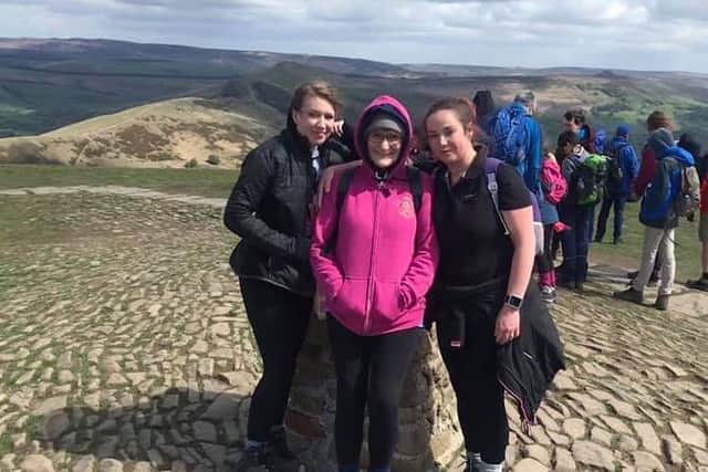 Some of the NHS staff team pictured on their first hill walk up Mam Tor.