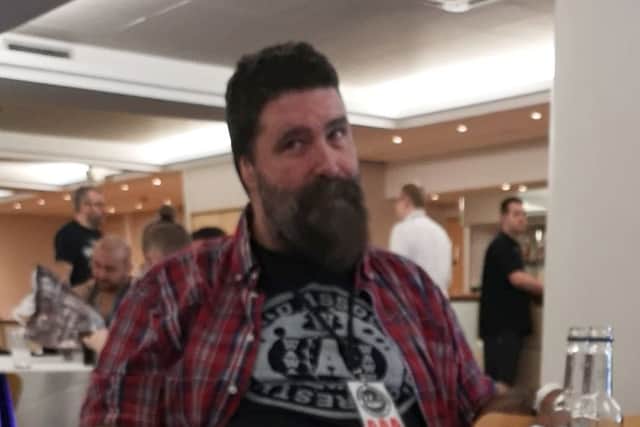 Dale's photo of WWE legend Mick Foley as they sat eating lunch together.