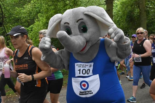 An elephant mascot even took part in the race.