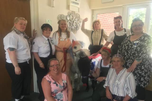 Residents at the Old Hall Residential Care Home in Halton Holegate were delighted to welcome Rainbow Dreaming'sminiature horses Joe and Mimosa to their 75th anniversary of D-Day celebrations.