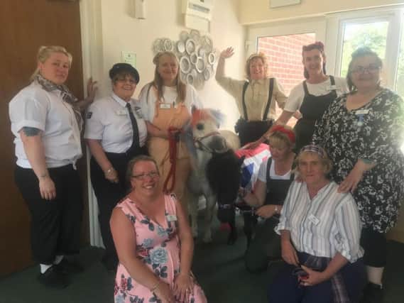 Residents at the Old Hall Residential Care Home in Halton Holegate were delighted to welcome Rainbow Dreaming'sminiature horses Joe and Mimosa to their 75th anniversary of D-Day celebrations.