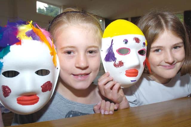 Mask making& pictured, from left, Eleanor Houghton, 10, and Emily Reeson, nine.