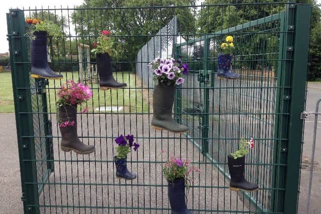Part of the quirky flower display in Fulstow.
