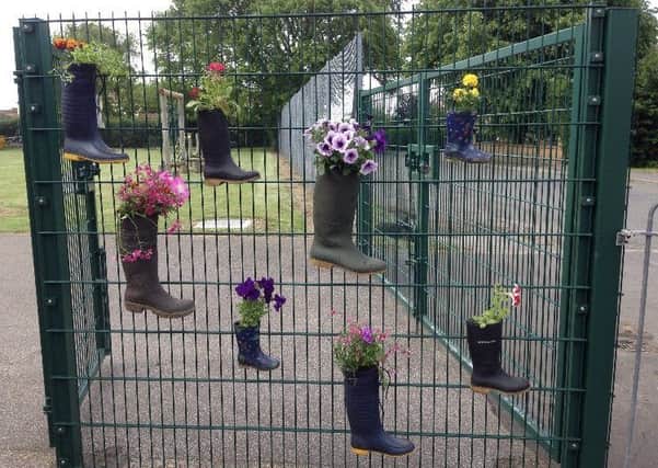 Part of the quirky flower display in Fulstow.