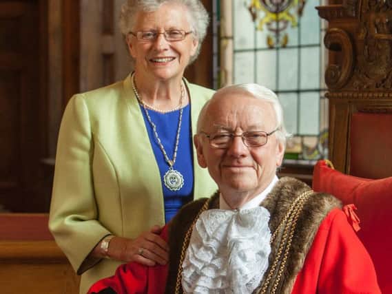 Cllr Richard Austin BEM, pictured with Alison, when he became Bostons 481st Mayor.