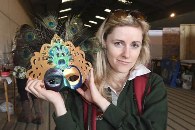 Lincolnshire YFC Rally at Revesby Estate. Katie Garner of Alford YFC with her winning mascquerade mask EMN-190613-091903001