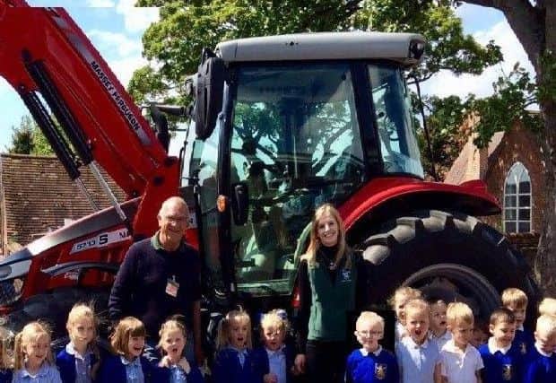 Malcolm Vaughan and Victoria Colebrook from Sir Richard Sutton Limited, Stainton Le Vale visited Caistor Primary School to help the youngest children learn where their food comes from EMN-190613-125513001