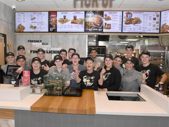 Staff celebrating the opening of the new KFC in Skegness.
