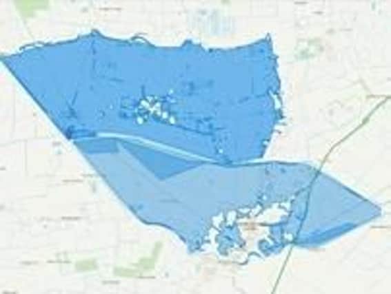 Postcodes not in the highlighted zone are not at risk at this time, say police.