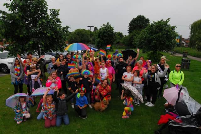 Ready to set off on the walk for autism pride event in Sleaford. EMN-190624-142937001
